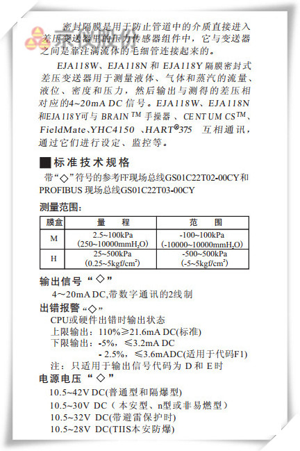 EJA118W、EJA118N和 EJA118Y型